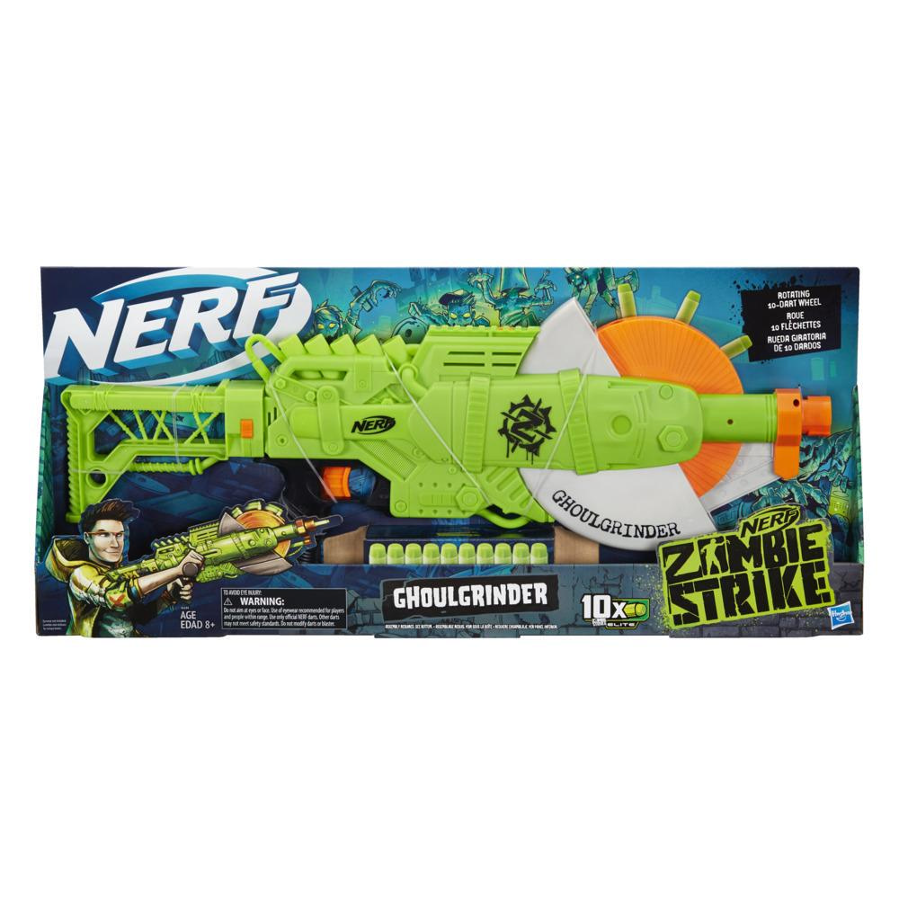 Nerf Zombie Strike - Lanzador Ghoulgrinder - Rueda giratoria de 10 dardos Nerf Zombie Strike Elite