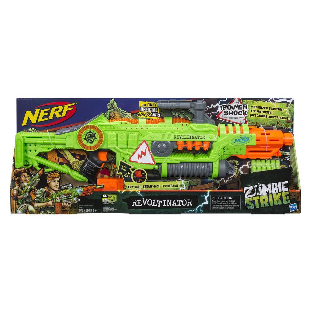 Lanzador de juguete Revoltinator Nerf Zombie Strike con luces, sonidos y 18 dardos Nerf oficiales para chicos, adolescentes y adultos.