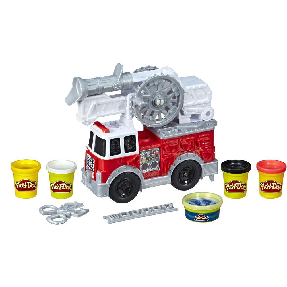 Play-Doh Wheels - Camión de bomberos de juguete con 5 colores no tóxicos