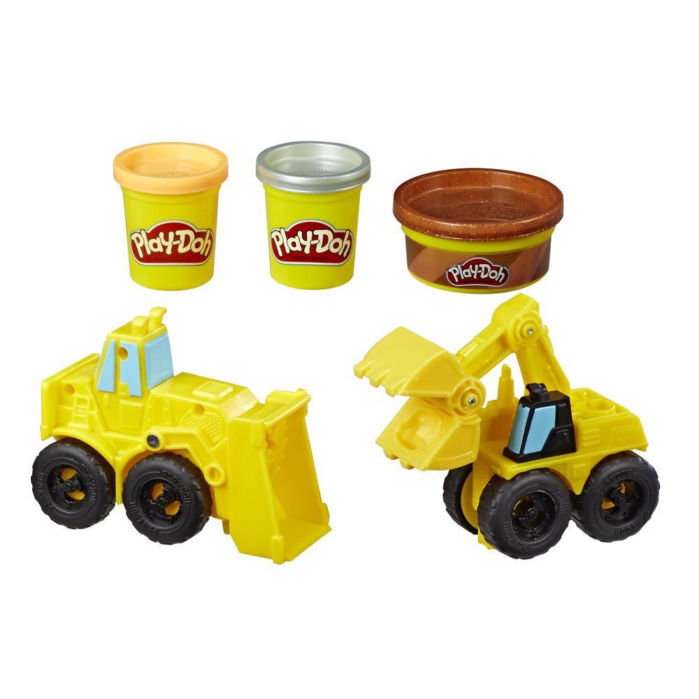 Vehículos de construcción Play-Doh Wheels Excavadora y cargadora con masa de construcción no tóxica y 2 colores adicionales