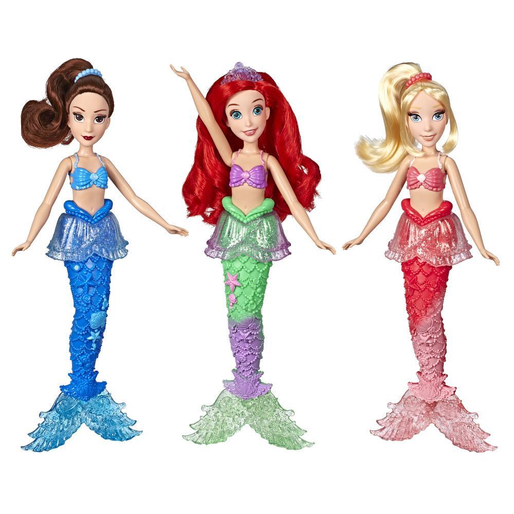 Disney Princess Ariel and Sisters Fashion Dolls, 3 Pack of Mermaid Dolls With Skirts and Hair Accessories, Toy for 3 Year Olds and Up