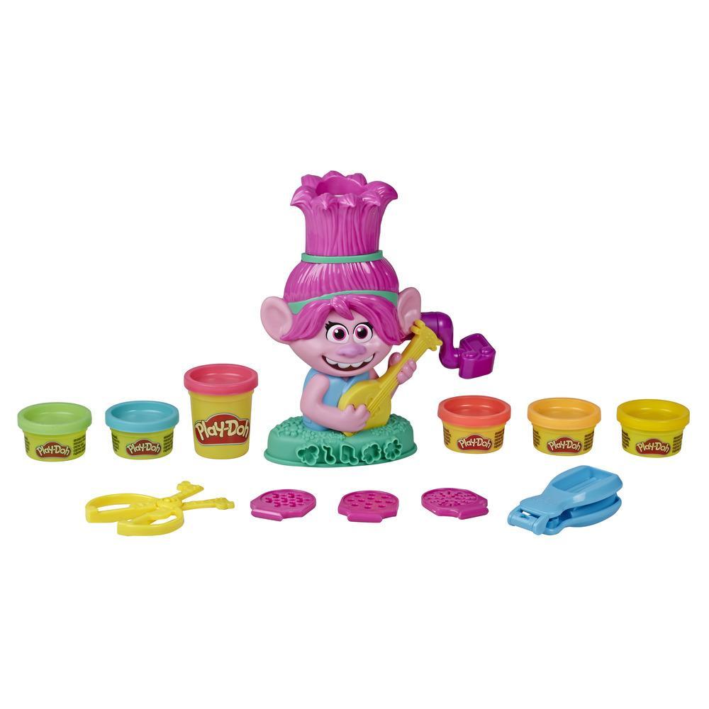 Play-Doh Trolls World Tour Rainbow Hair Poppy -kampauspää ja 6 myrkytöntä Play-Doh-väriä