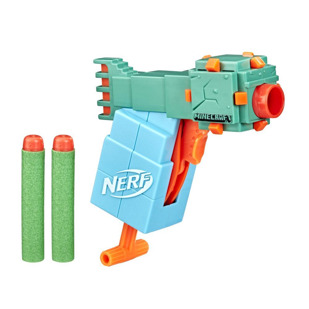 Nerf MicroShots Minecraft Guardian Mini Blaster, Minecraft Guardian Mob Design, Includes 2 Official Nerf Elite Darts