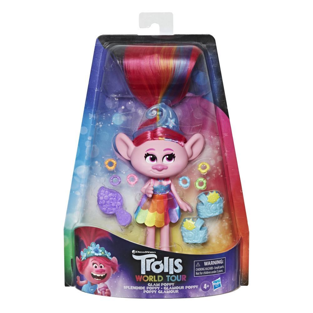 Trolls de DreamWorks, poupée Mannequin Mode Deluxe Poppy, avec robe et plus, du film Trolls 2 : Tournée mondiale, jouet pour enfants