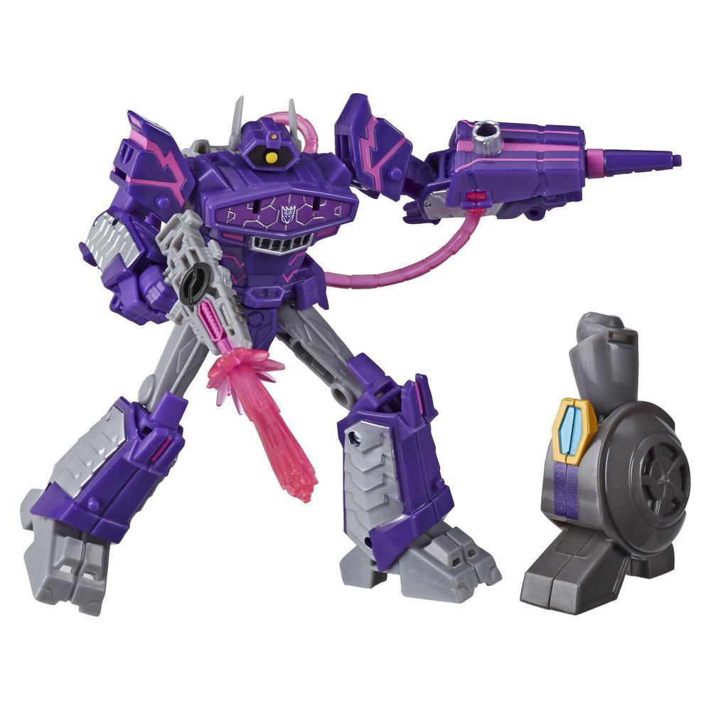 Jouets Transformers, figurine Shockwave Cyberverse de classe Deluxe avec mouvement d'attaque Shock Blast et pièce Build-A-Figure, 12,5 cm
