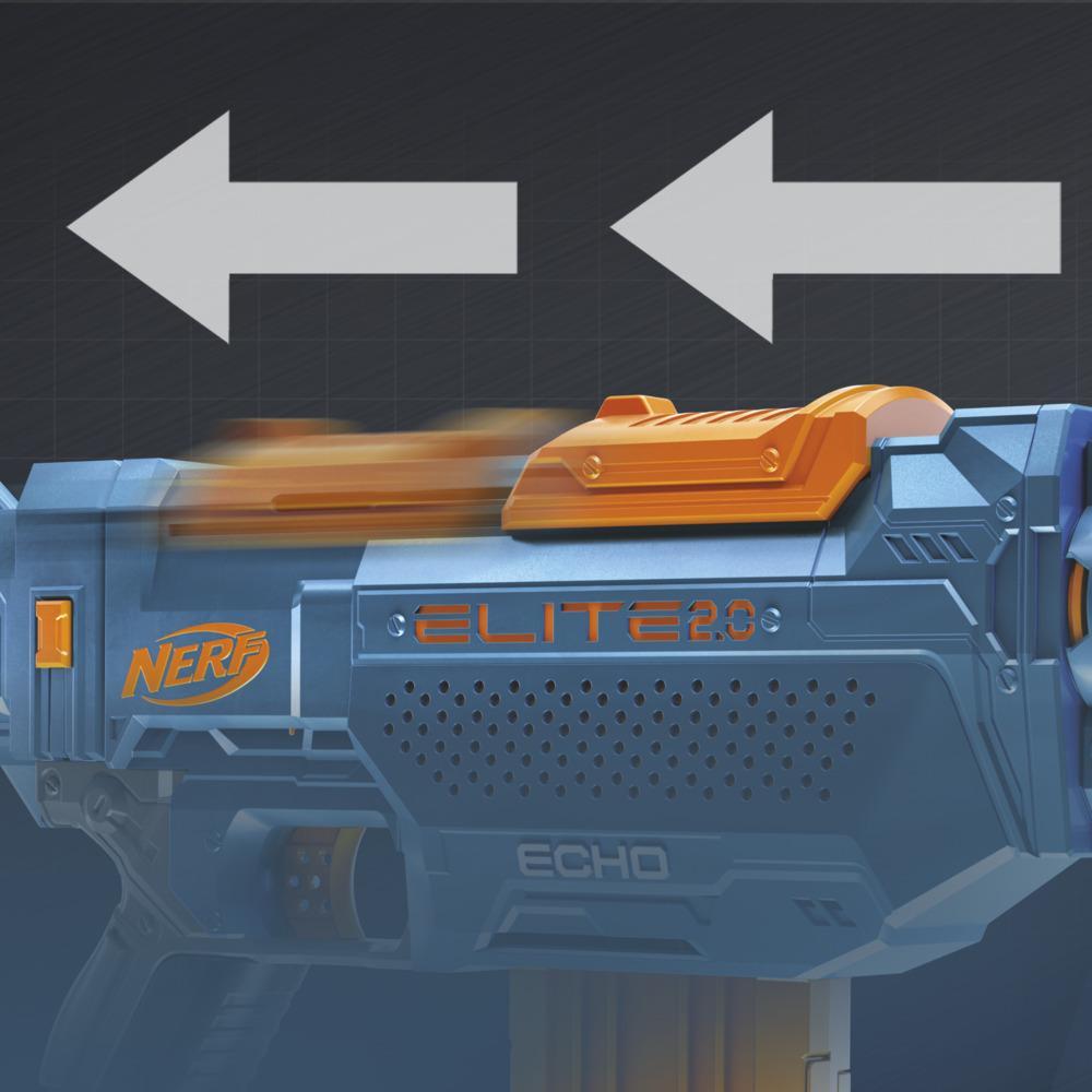 Nerf Elite 2.0, blaster Echo CS-10, 24 fléchettes Nerf, chargeur 10 fléchettes, crosse amovible et rallonge de canon