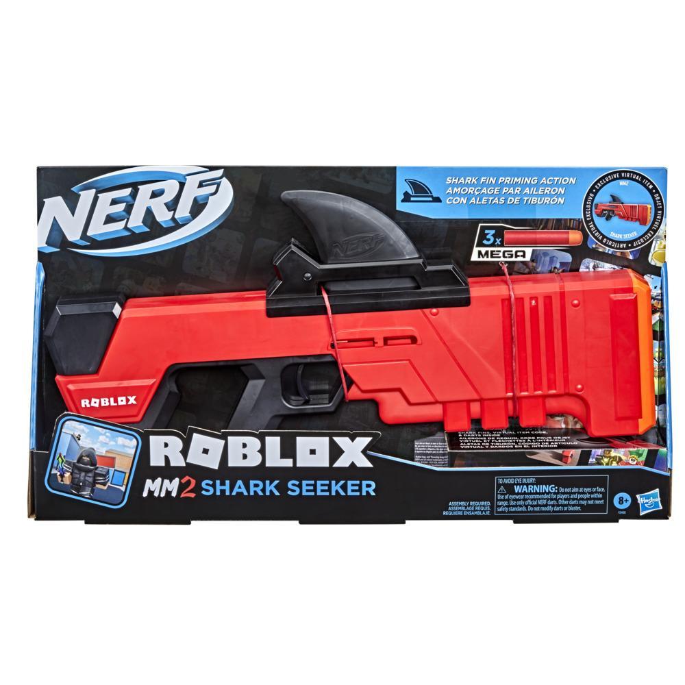 Nerf Roblox MM2, blaster à fléchettes Shark Seeker, 3 fléchettes Nerf Mega, code pour article virtuel dans le jeu