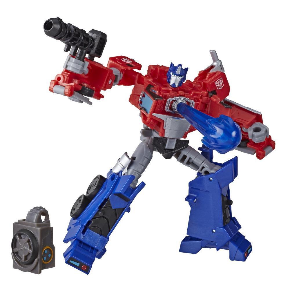 Jouets Transformers, figurine Optimus Prime Cyberverse de classe Deluxe avec mouvement d'attaque Matrix Mega Shot et pièce Build-A-Figure, 12,5 cm
