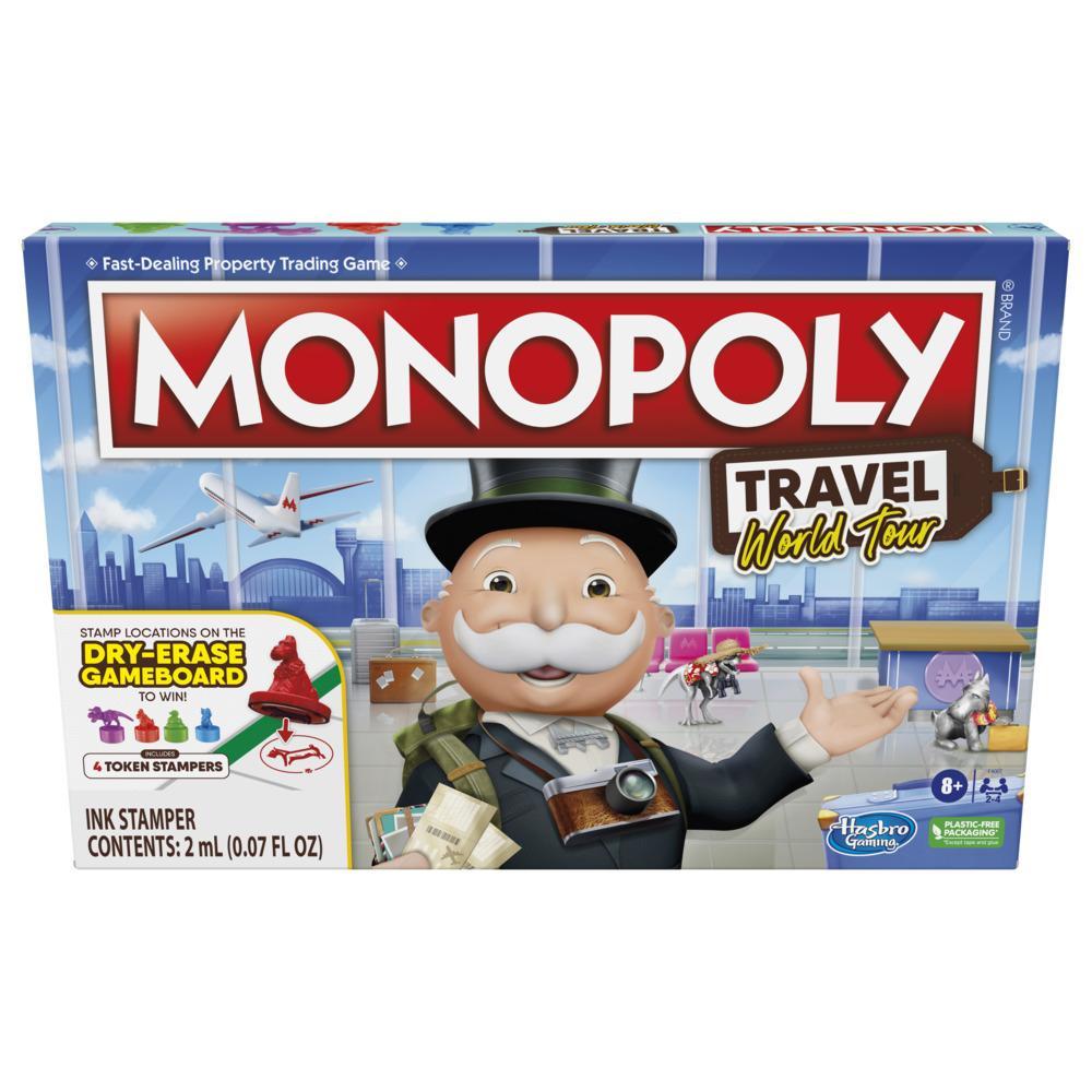 Monopoly Voyage Tour du monde, jeu de plateau, jeux de société familial, à partir de 8 ans