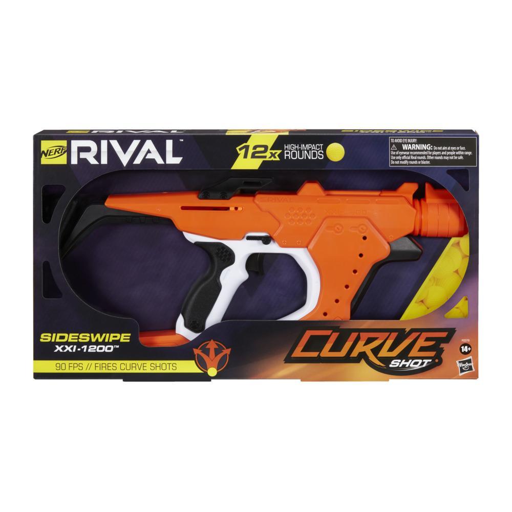Nerf Rival Curve Shot, blaster Sideswipe XXI-1200, tirs rectilignes ou courbes (gauche, droite, vers le bas)