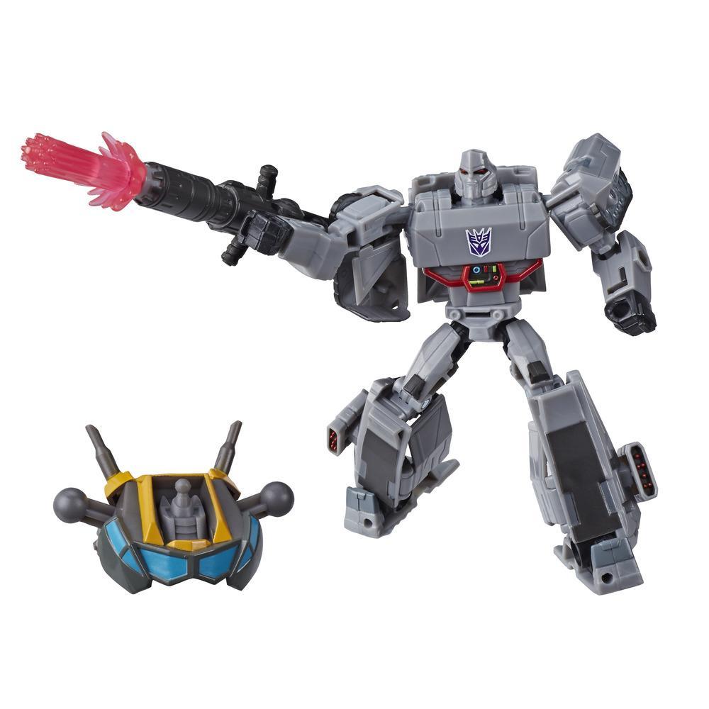 Jouets Transformers, figurine Megatron Cyberverse de classe Deluxe avec mouvement d'attaque Fusion Mega Shot et pièce Build-A-Figure, 12,5 cm