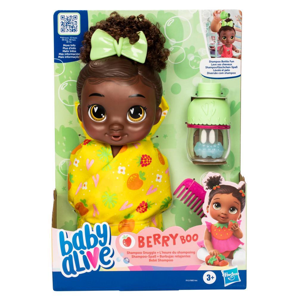 Baby Alive poupée Bébé beauté 31,5 cm à baigner, thème flamant rose,  maquillage et ongles magiques, cheveux noirs, enfants, dès 3 ans 