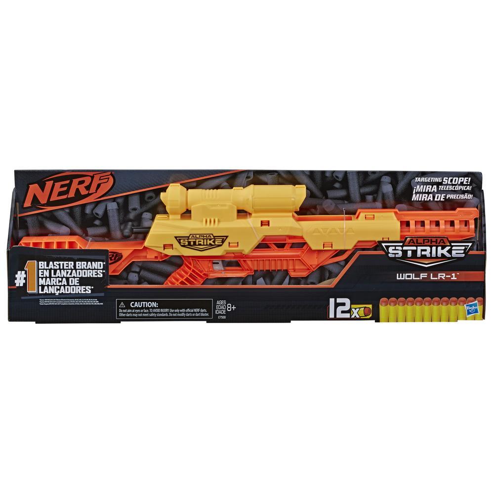 Blaster jouet Wolf LR-1 Nerf Alpha Strike avec viseur de précision, inclut 12 fléchettes Nerf Elite officielles, pour enfants, ados et adultes