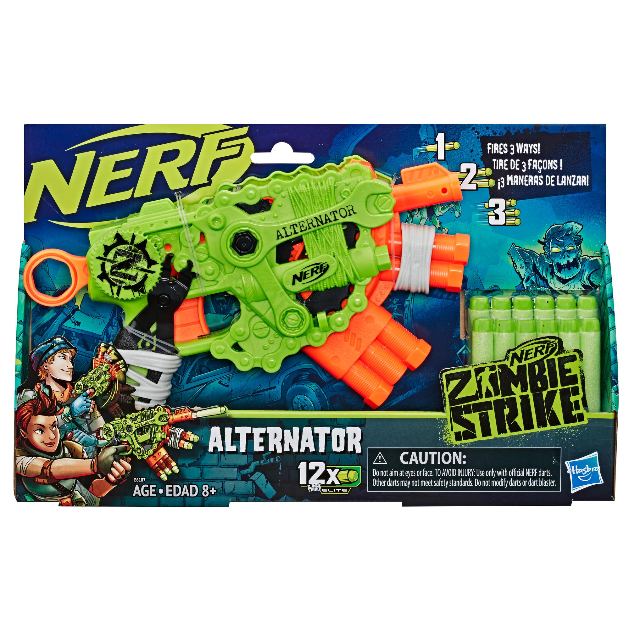 Blaster Nerf Zombie Strike Alternator - inclut 12 fléchettes Nerf Zombie Strike Elite officielles, pour enfants, ados et adultes