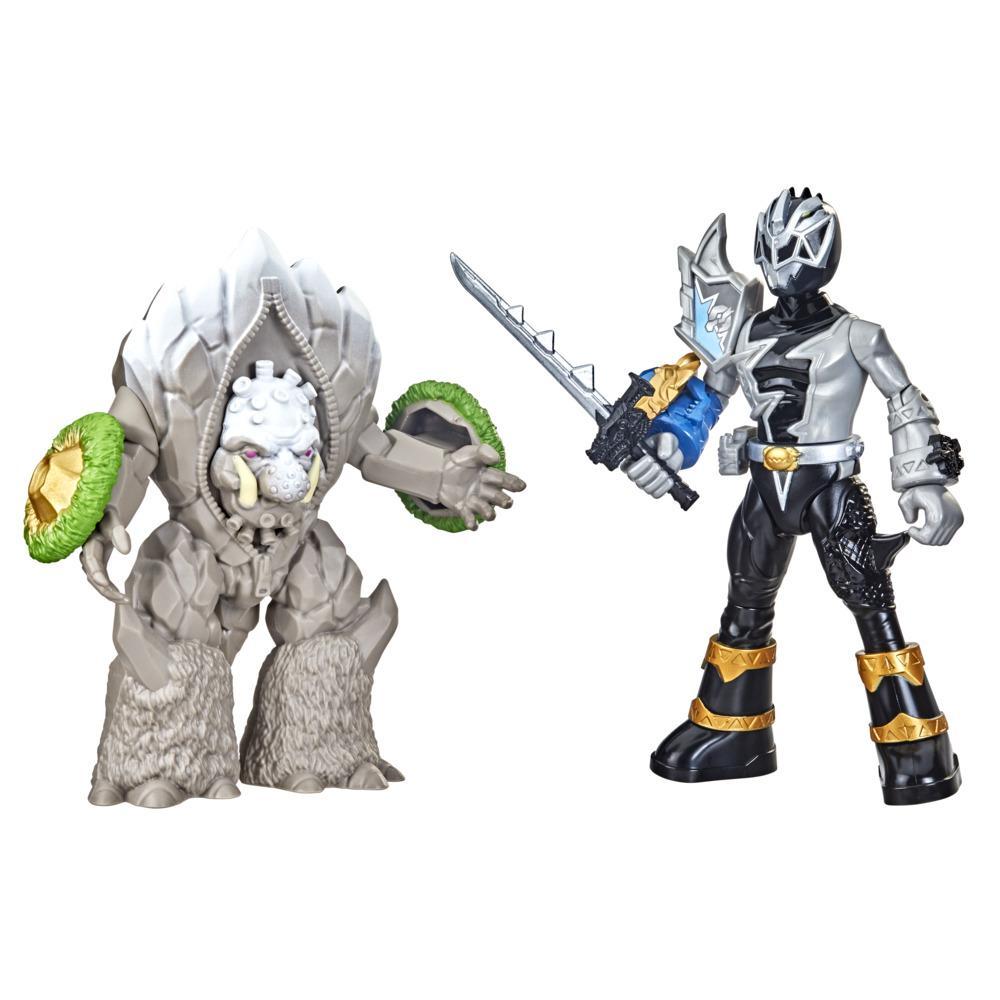 Power Rangers Dino Fury Battle Attackers Black Ranger vs. Smashstone