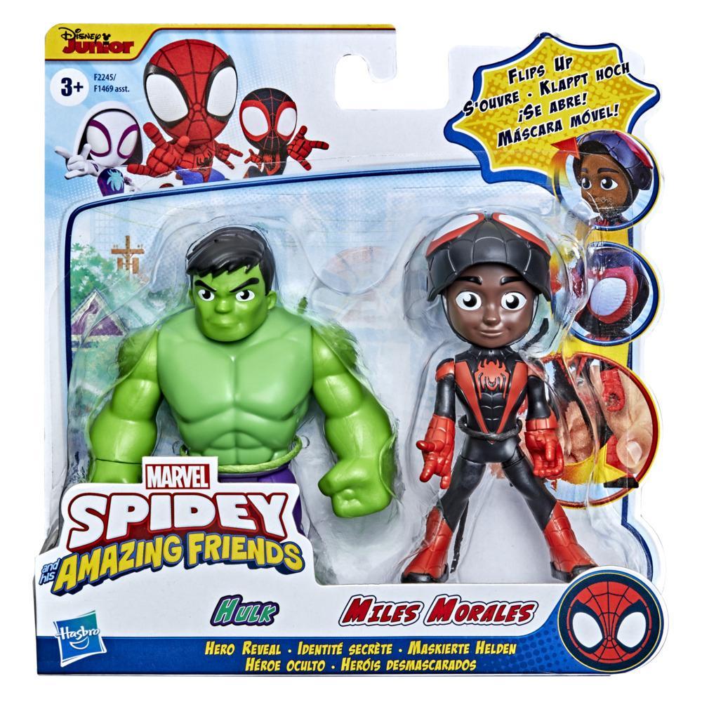 Marvel Spidey and His Amazing Friends pack de 2 figurines Identité secrète  Miles Morales et Hulk - Marvel