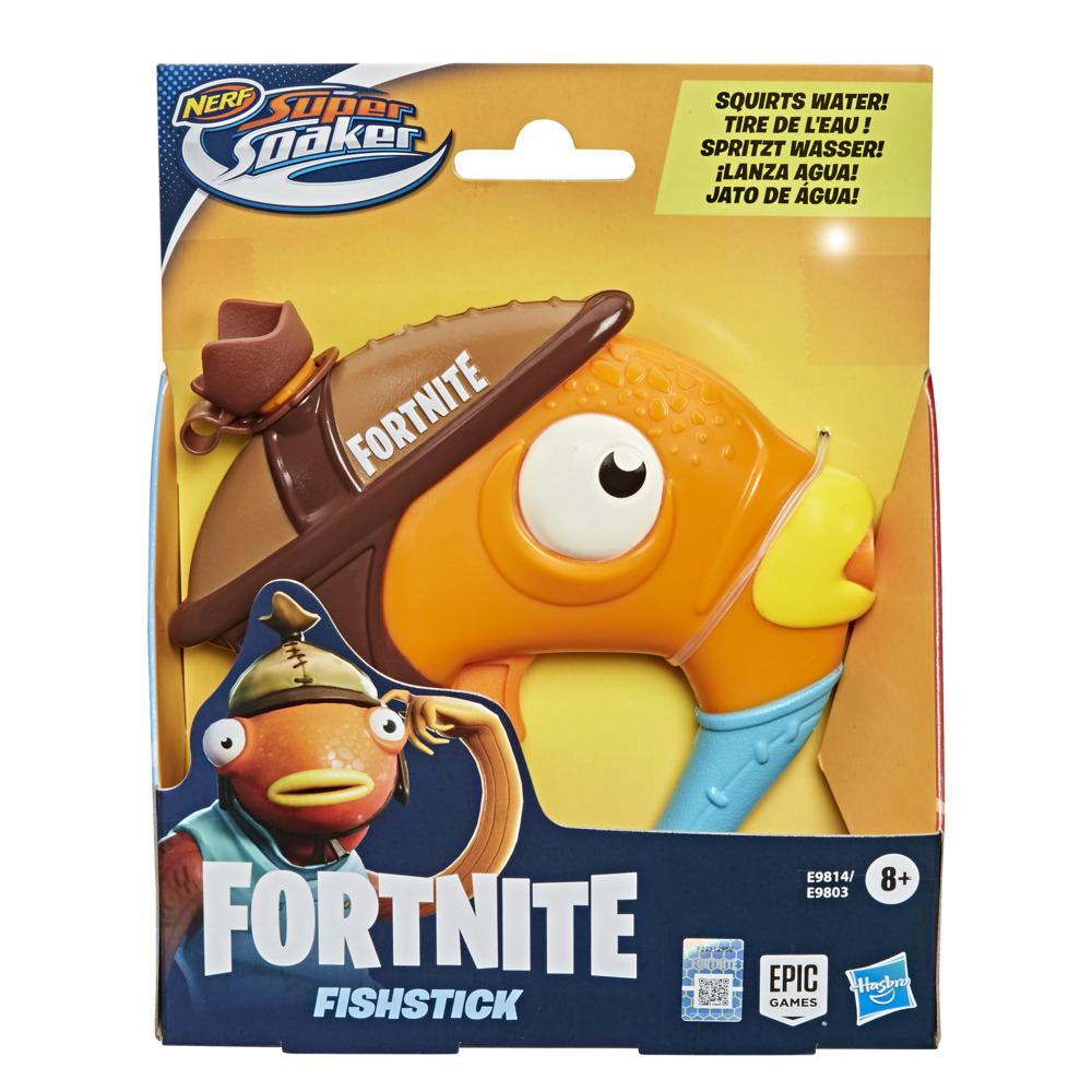Nerf Super Soaker Fortnite - Blaster à eau Fishstick, design du personnage Fishstick de Fortnite, petit blaster facile à transporter