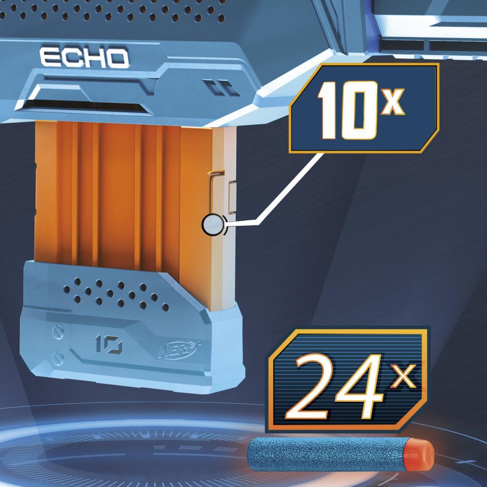 Nerf Elite 2.0, blaster Echo CS-10, 24 fléchettes Nerf, chargeur 10 fléchettes, crosse amovible et rallonge de canon, 4 rails tactiques