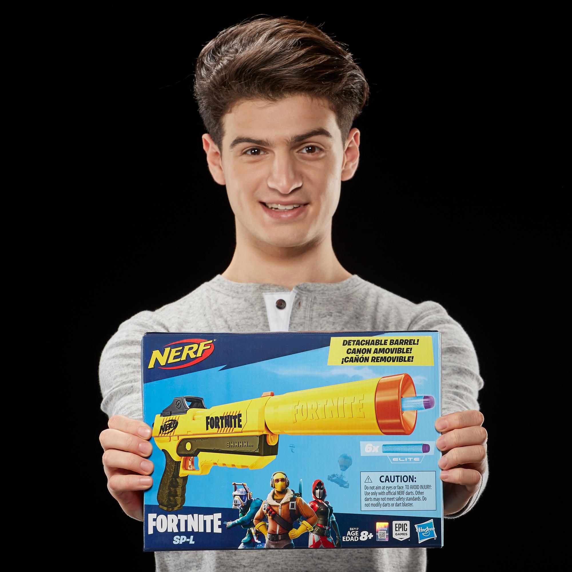 Blaster Fortnite SP-L Nerf Elite avec canon amovible et 6 fléchettes Nerf Elite Fortnite officielles, pour jeunes, adolescents et adultes