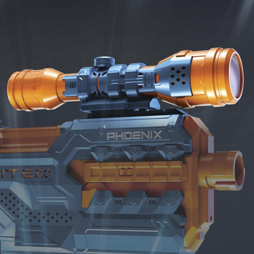 Nerf Elite 2.0 Phoenix CS-6 gépesített kilövő, 12 eredeti Nerf lövedék, céltávcső, tár, beépített testreszabási lehetőségek