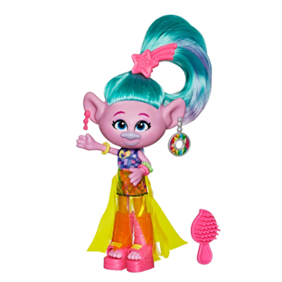 DreamWorks Trolls World - Seta Glamour - Bambola con vestito e altri accessori, ispirata al film Trolls World Tour, giocattolo per bambine