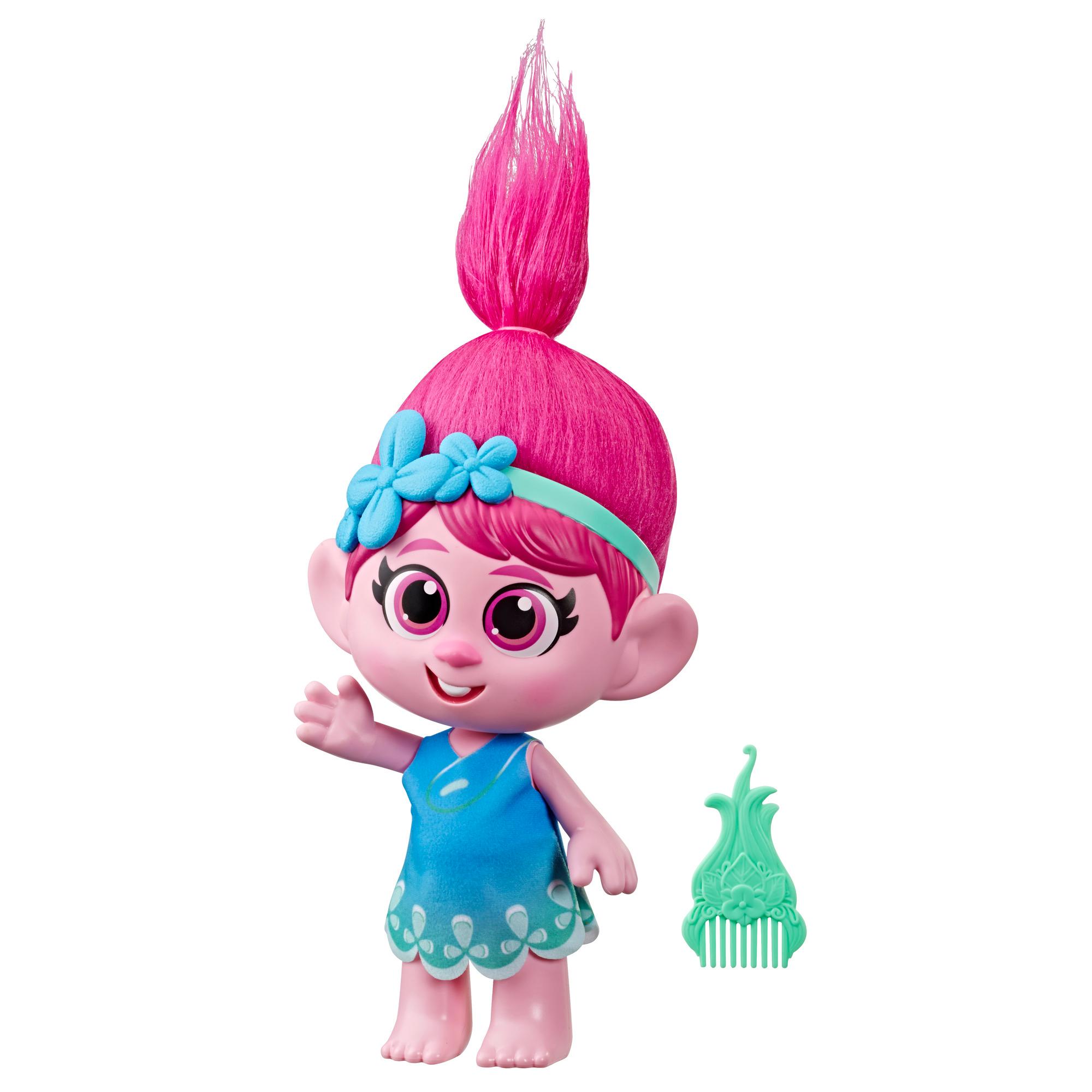 DreamWorks Trolls World Tour - Bambola Poppy bambina vestito rimovibile e pettine, ispirata al film Trolls World Tour