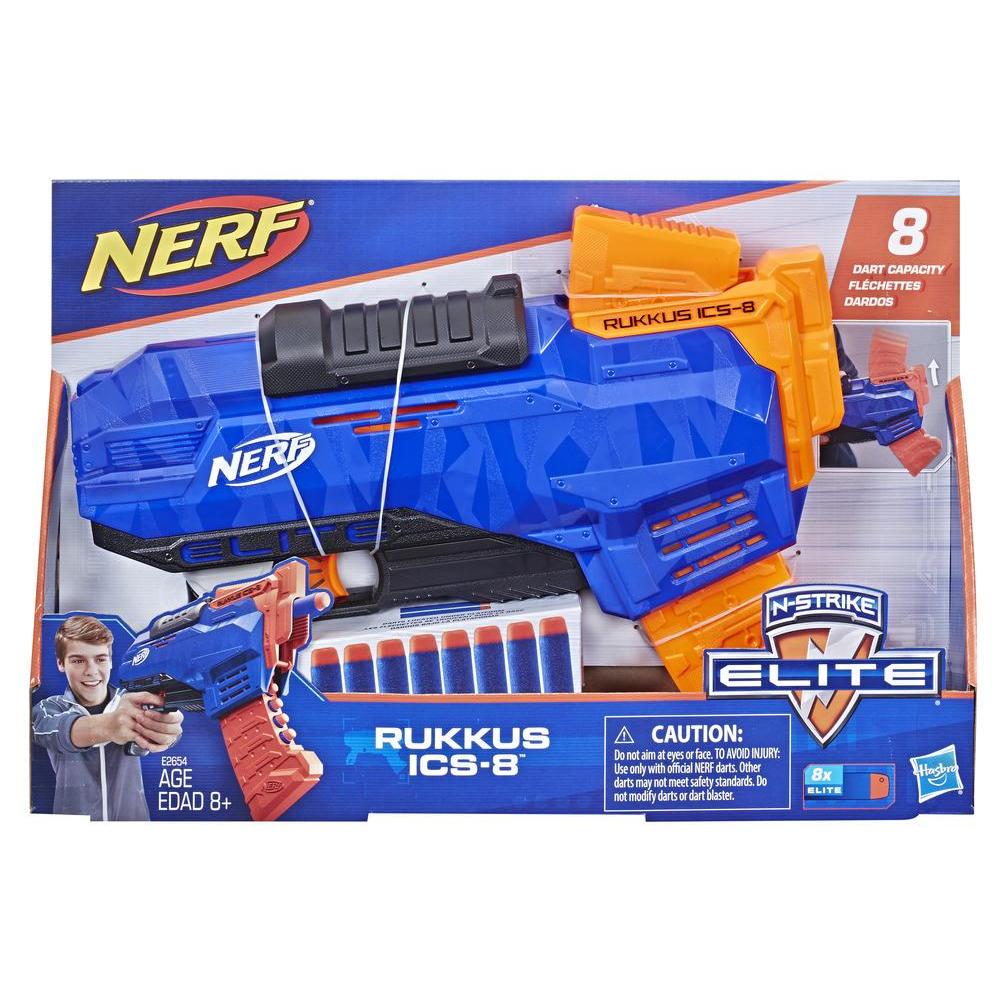 Nerf Elite - Rukkus ICS-8 (blaster con dardi e caricatore a scorrimento verticale)