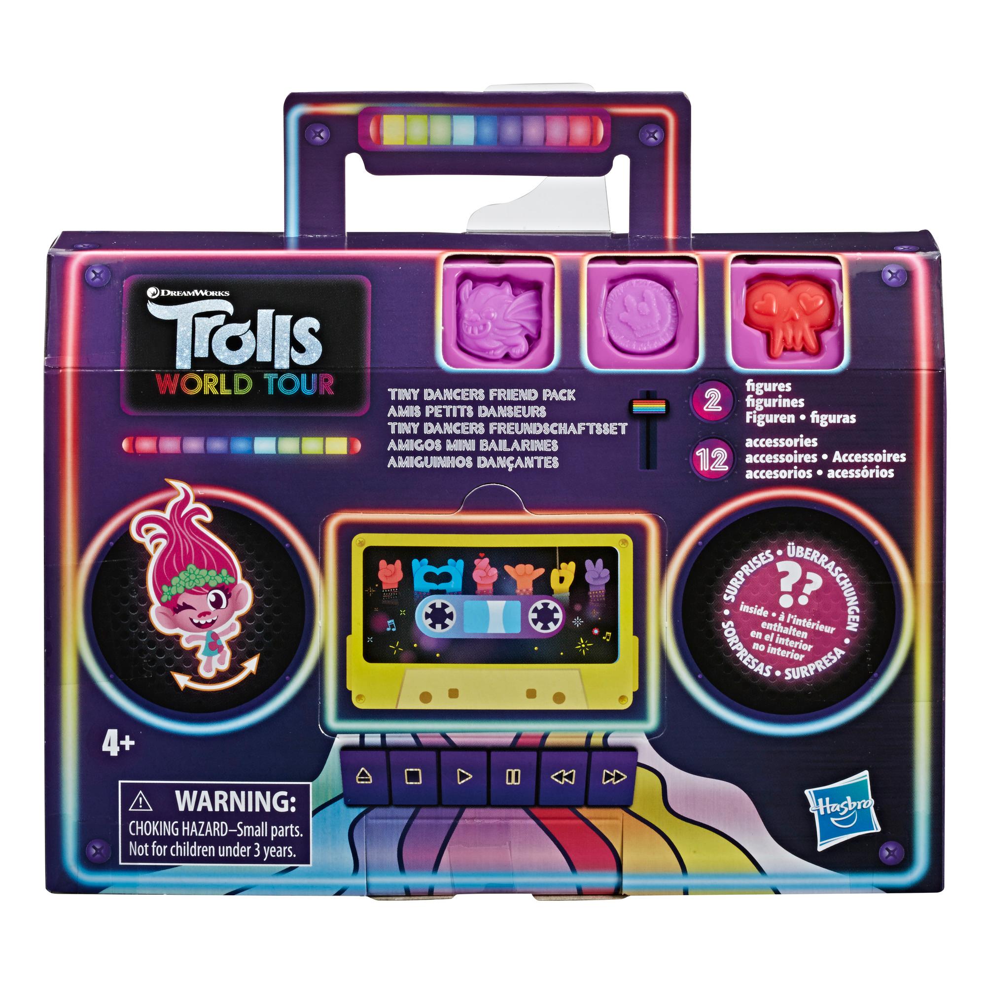 DreamWorks Trolls Tiny Dancers, confezione con 2 amici Tiny Dancers, 2 braccialetti e 10 amuleti, ispirati al film Trolls World Tour