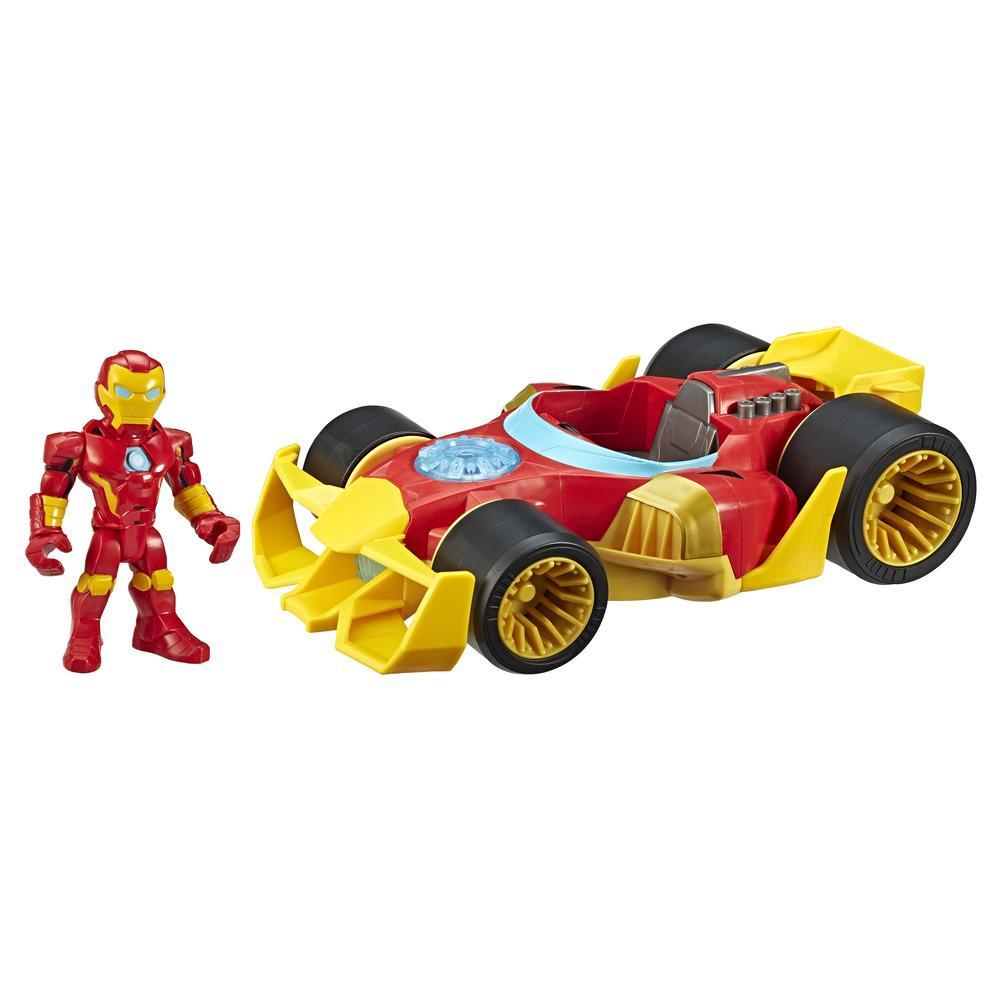 Playskool Heroes Marvel-superheldavonturen Iron Man Speedster, figuur-en-voertuigset van 12,5 cm, speelgoed om te verzamelen voor kinderen vanaf 3 jaar