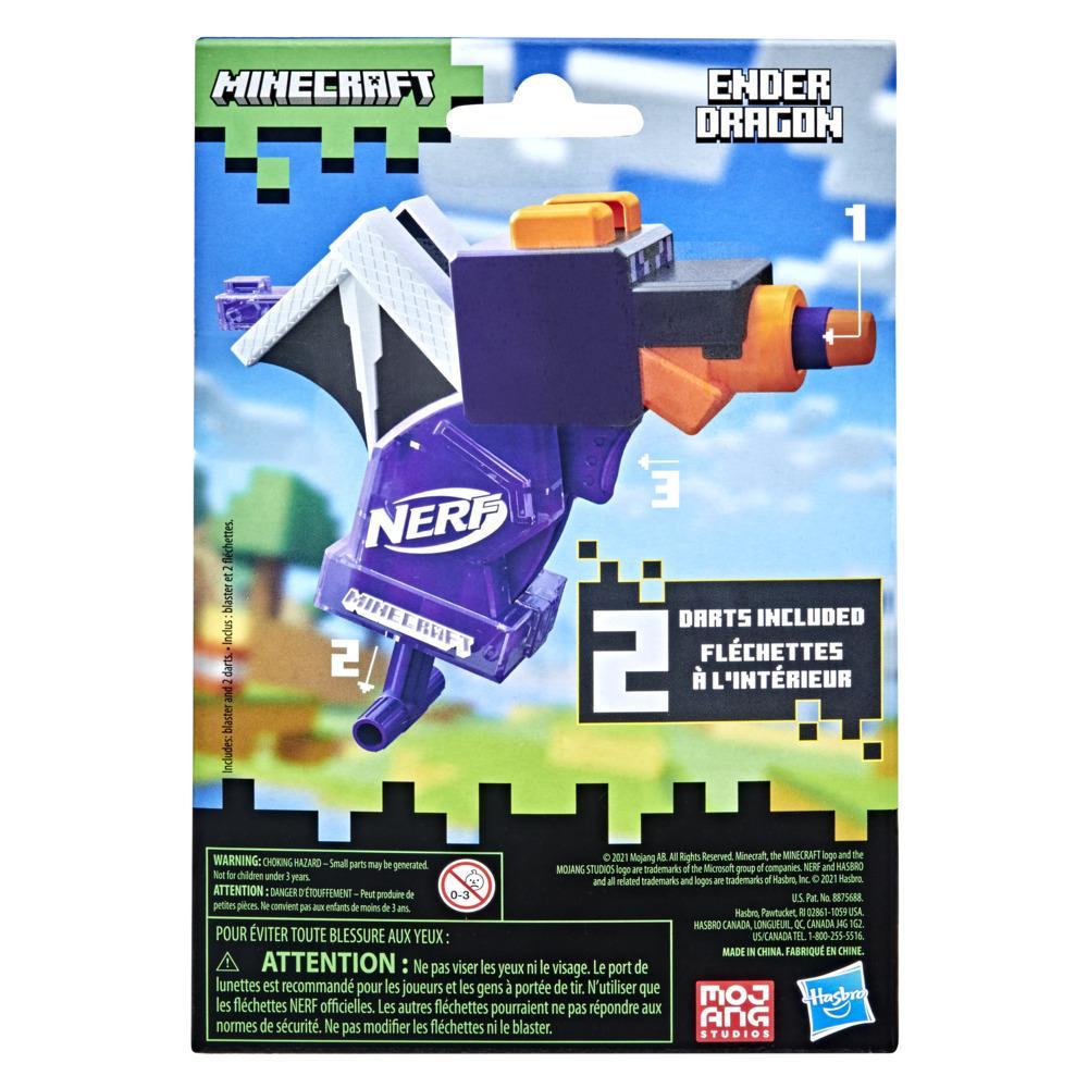 Nerf MicroShots Minecraft Ender Dragon Mini Blaster, Minecraft Dragon Mob Design, Includes 2 Official Nerf Elite Darts