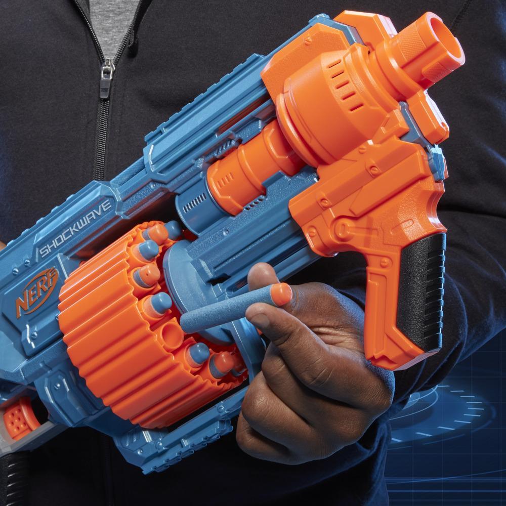 Nerf Elite 2.0 Shockwave RD-15-blaster, 30 Nerf-piler, rundmagasin som rommer 15 piler, Slam Fire-funksjon, funksjoner som kan egendefineres