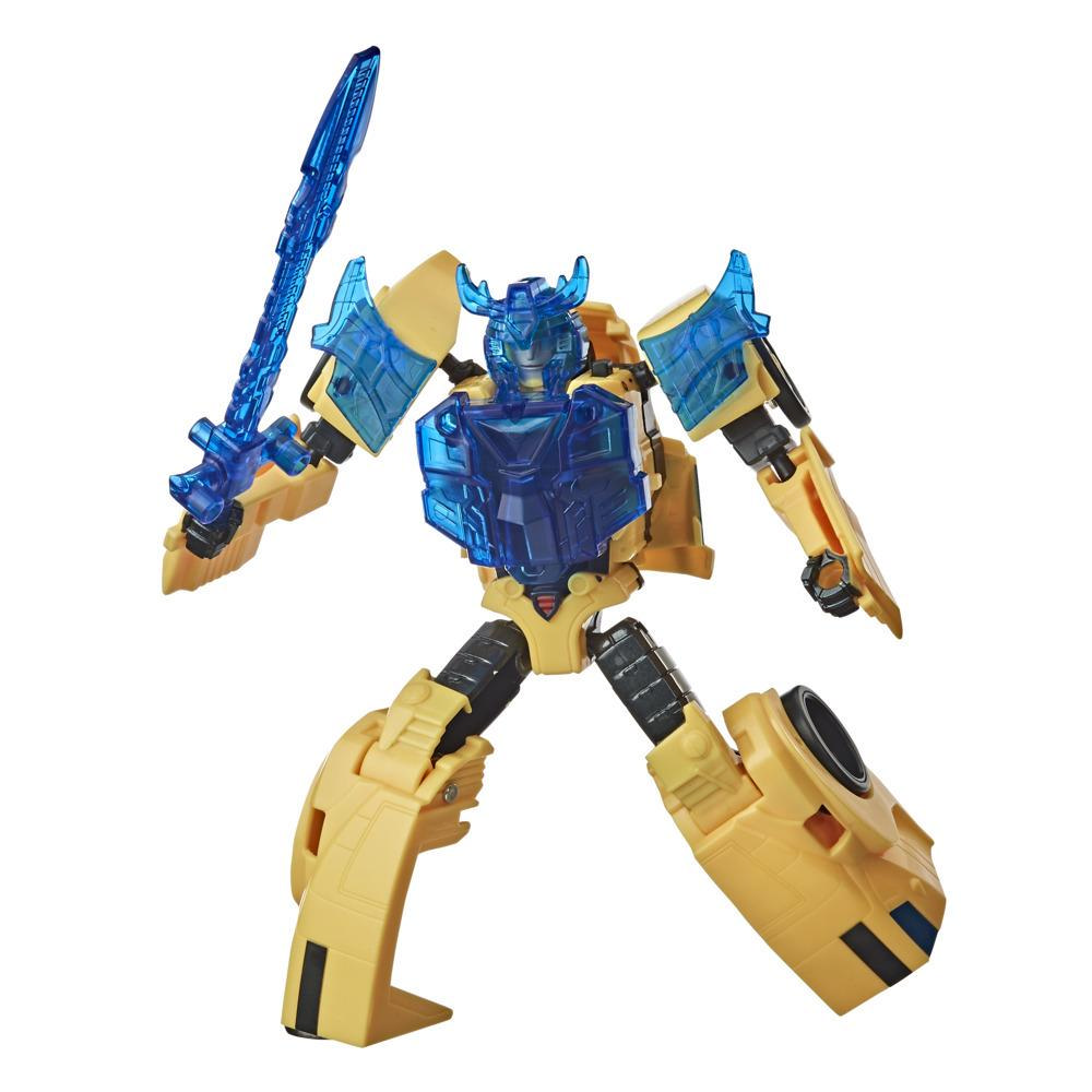 Figurka Bumblebee klasy Trooper, Transformers Bumblebee Cyberverse Adventures Battle Call, aktywowane głosem energonowe światła