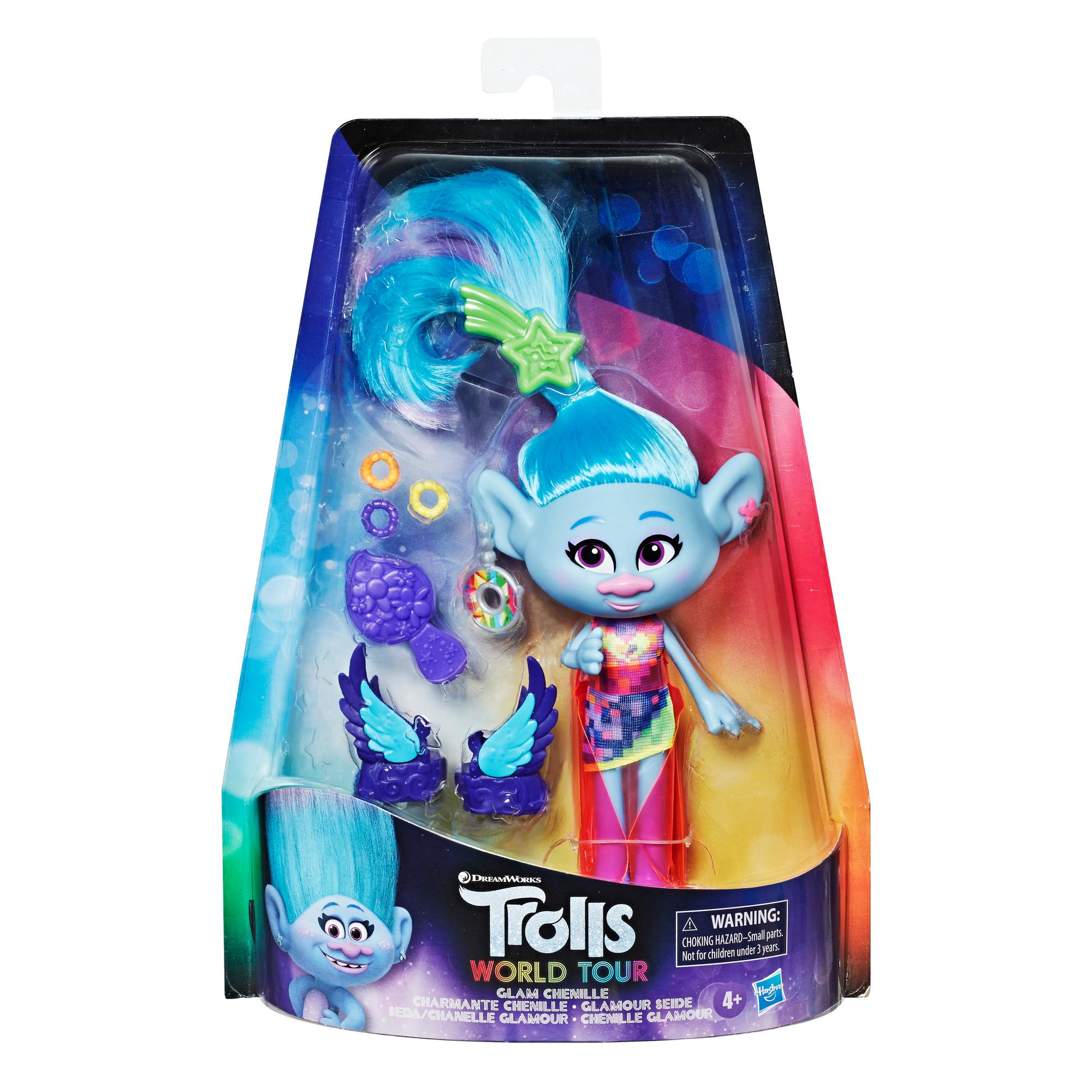 DreamWorks Trolls Chenille Glamour com vestido, sapato e outros acessórios, com inspiração no filme Trolls World Tour, brinquedo para crianças