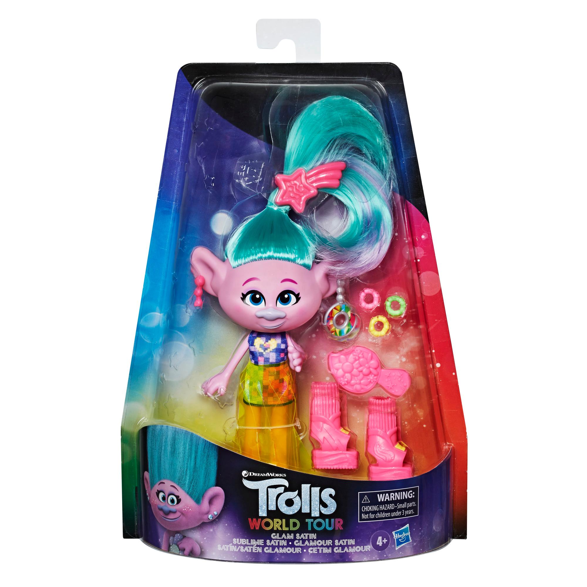 DreamWorks Trolls Cetim Glamour com vestido, sapato e outros acessórios, com inspiração no filme Trolls World Tour, brinquedo para crianças