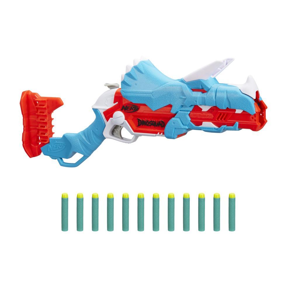 Lança Dardos Nerf Dino Tricera-Blast Acção Tripla com 12 Dardos Oficiais - F0804 - Hasbro