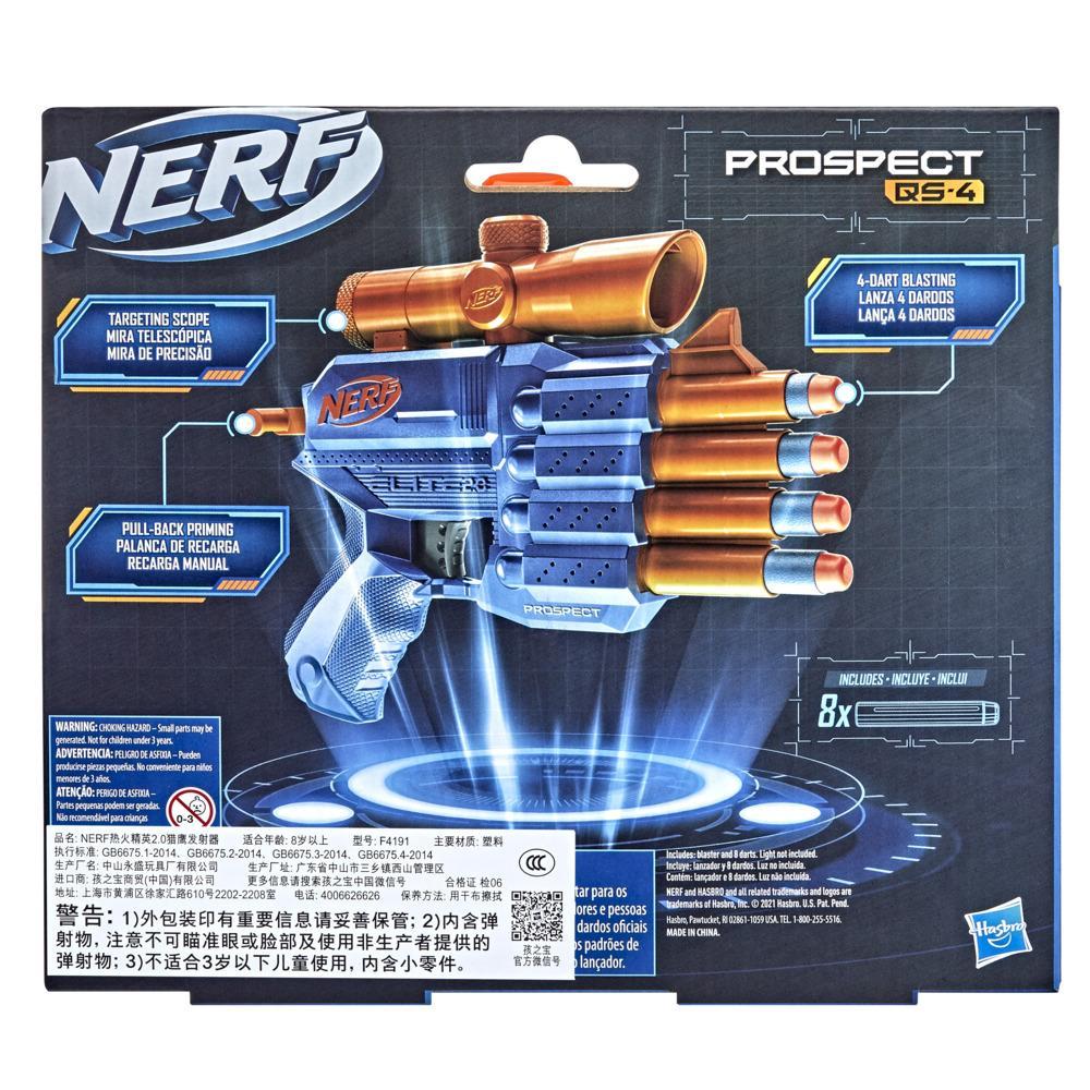 Lança Dardos Nerf Elite 2.0 Prospect QS-4, Lançador com Mira Acoplada e 8 Dardos - F4191 - Hasbro