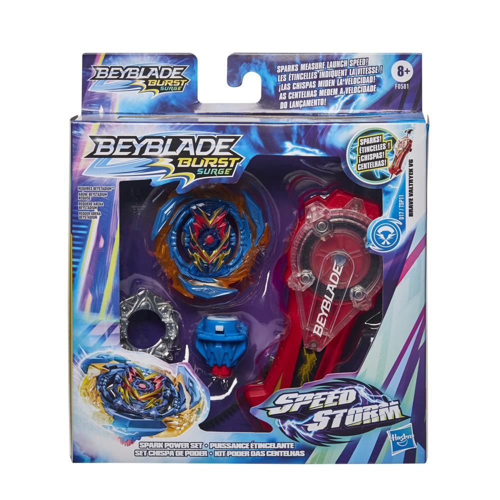 Beyblade Burst Surge Speedstorm Kit Poder das Centelhas -- Kit de Batalha com Lançador cintilante e Pião de Batalha de Brinquedo